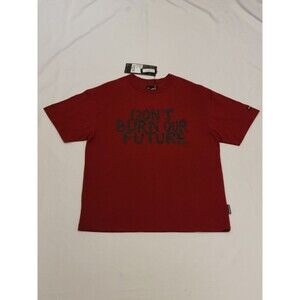 Ajobyajo Tshirt Mens Large Korean Streetwear Burgundy Dont Burn Our Future